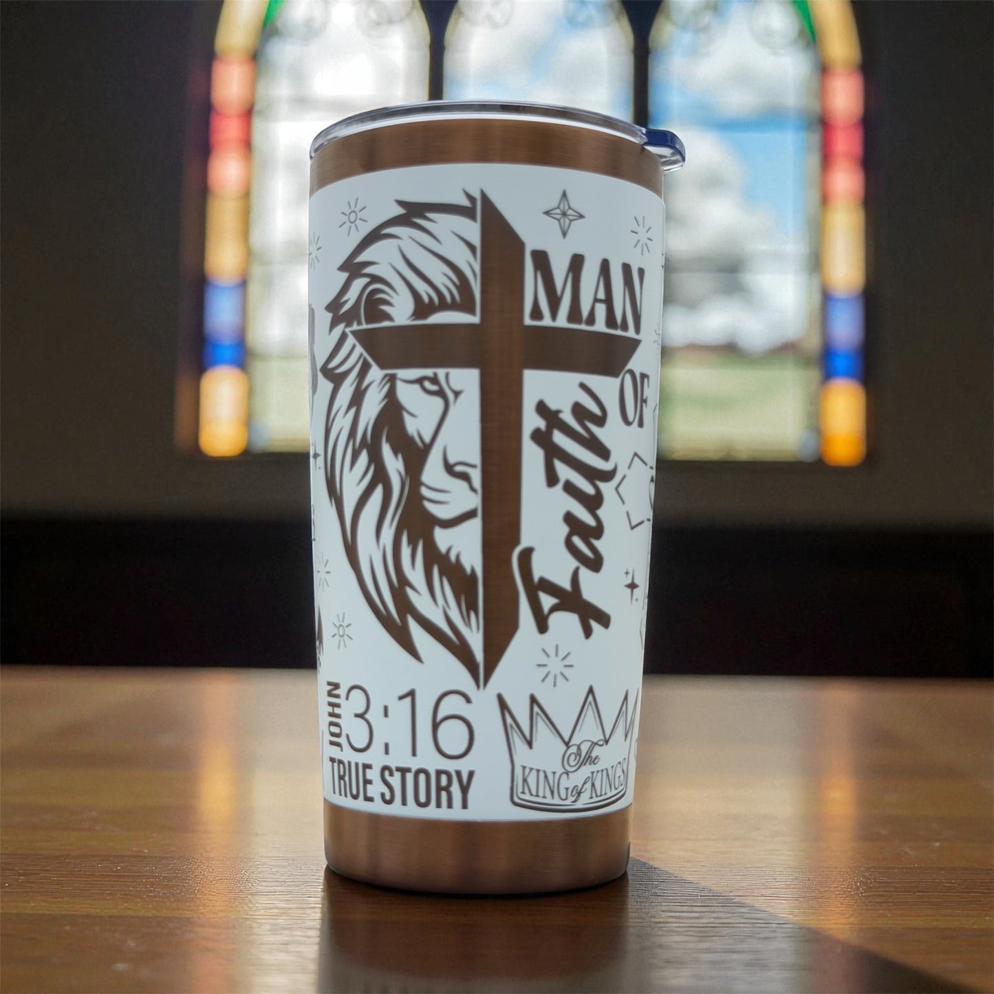 20oz Tumbler - “Man of Faith” Engraved Tumbler E&S Creative Works